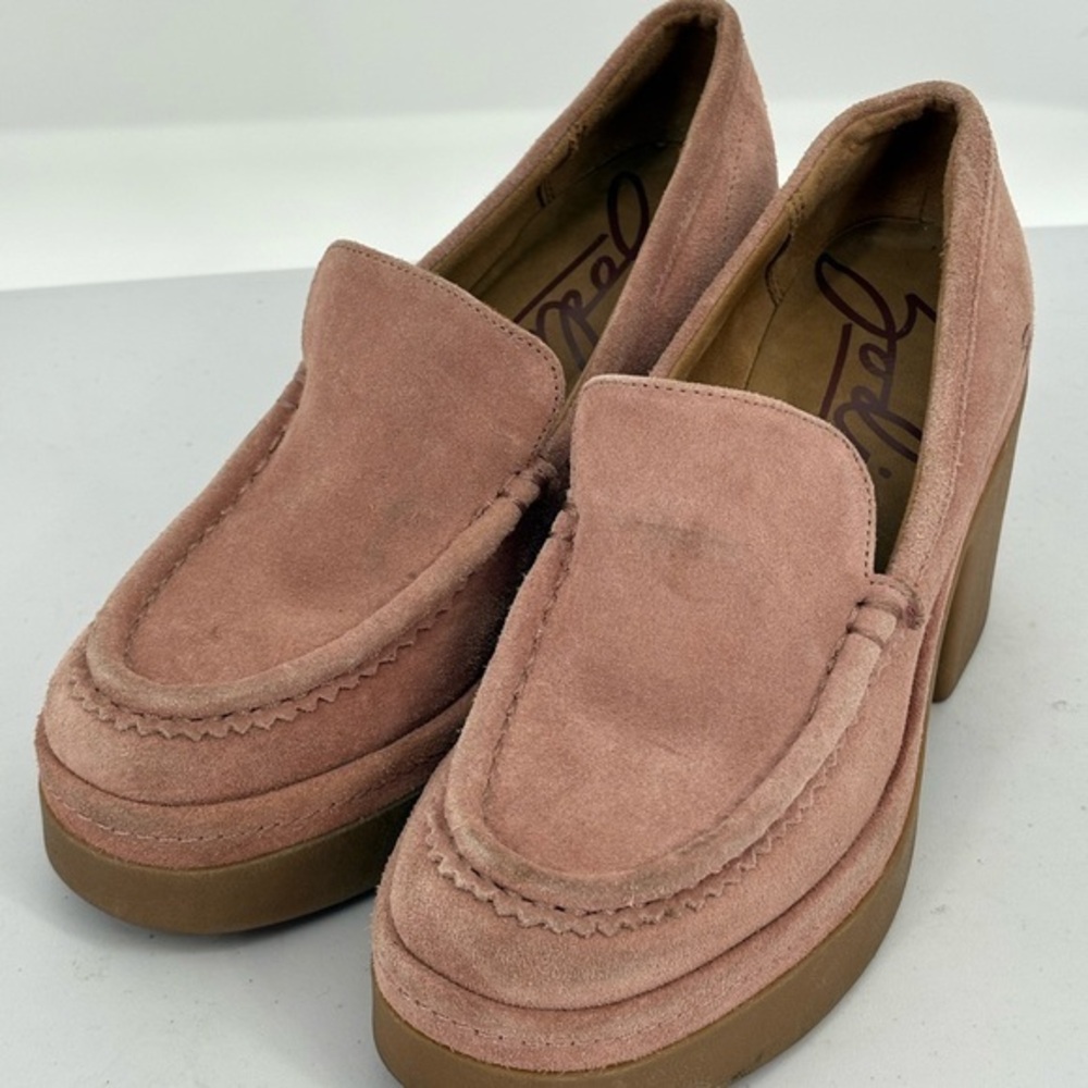 🦊 Zodiac Dusty Rose Suede crepe sole block heel platform Loafers